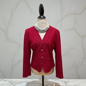 Pendleton Size 10 Red Collarless 3-Button 2-Pocket Vintage Wool Blazer